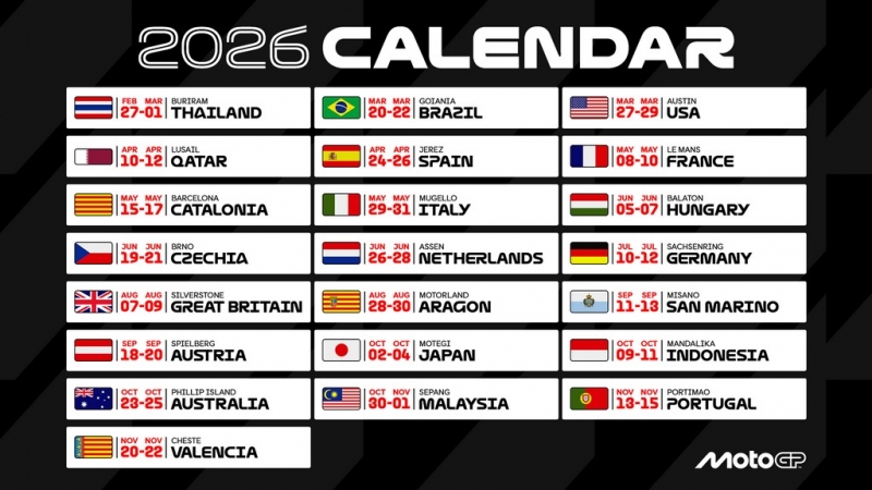 2026 MotoGP&trade; calendar revealed